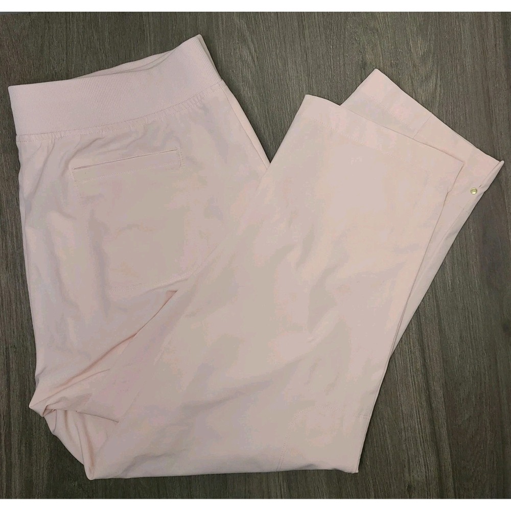 Chicos Zenergy Pants Womens L Pink Pull On Crop Cargo Zip Pockets Athleisure